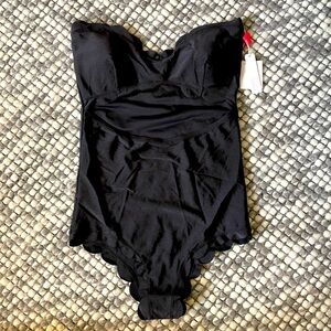 NWT Lolli black bandeau swimsuit with scallop detail
